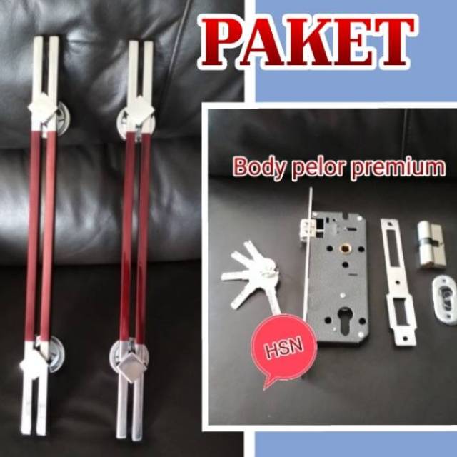 SET HANDLE PINTU 45CM DAN KUNCI PELOR - PAKET HANDLE PINTU RUMAH MINIMALIS
