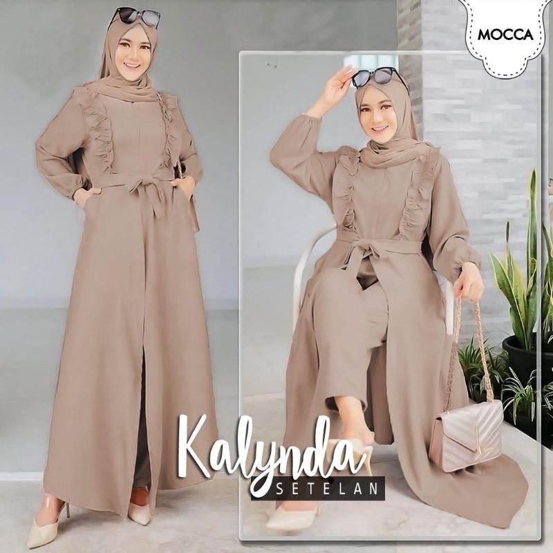 SET CELANA KALYNDA, MOSCREPE, GAMIS HIJAB MUSLIM, SETELAN