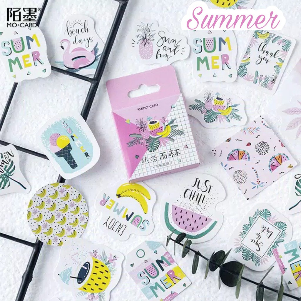 45pcs Aesthetic Stiker Box Lucu Murah Dekorasi Hias Diary/Journal/Scrapbook/DIY-Summer