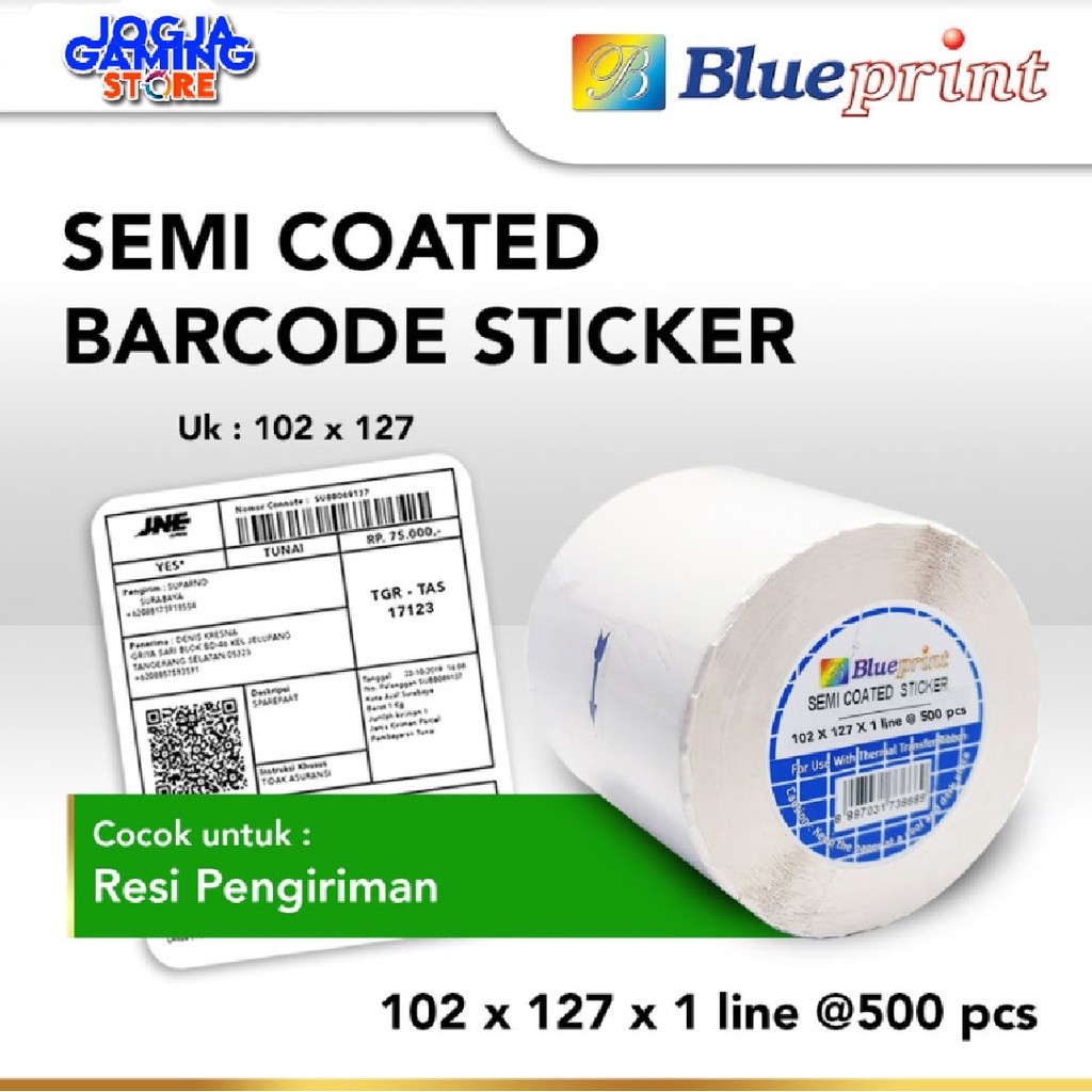

STICKER LABEL BARCODE SEMICOATED BLUEPRINT 102x127 mm x1 Lines - 500 Pcs