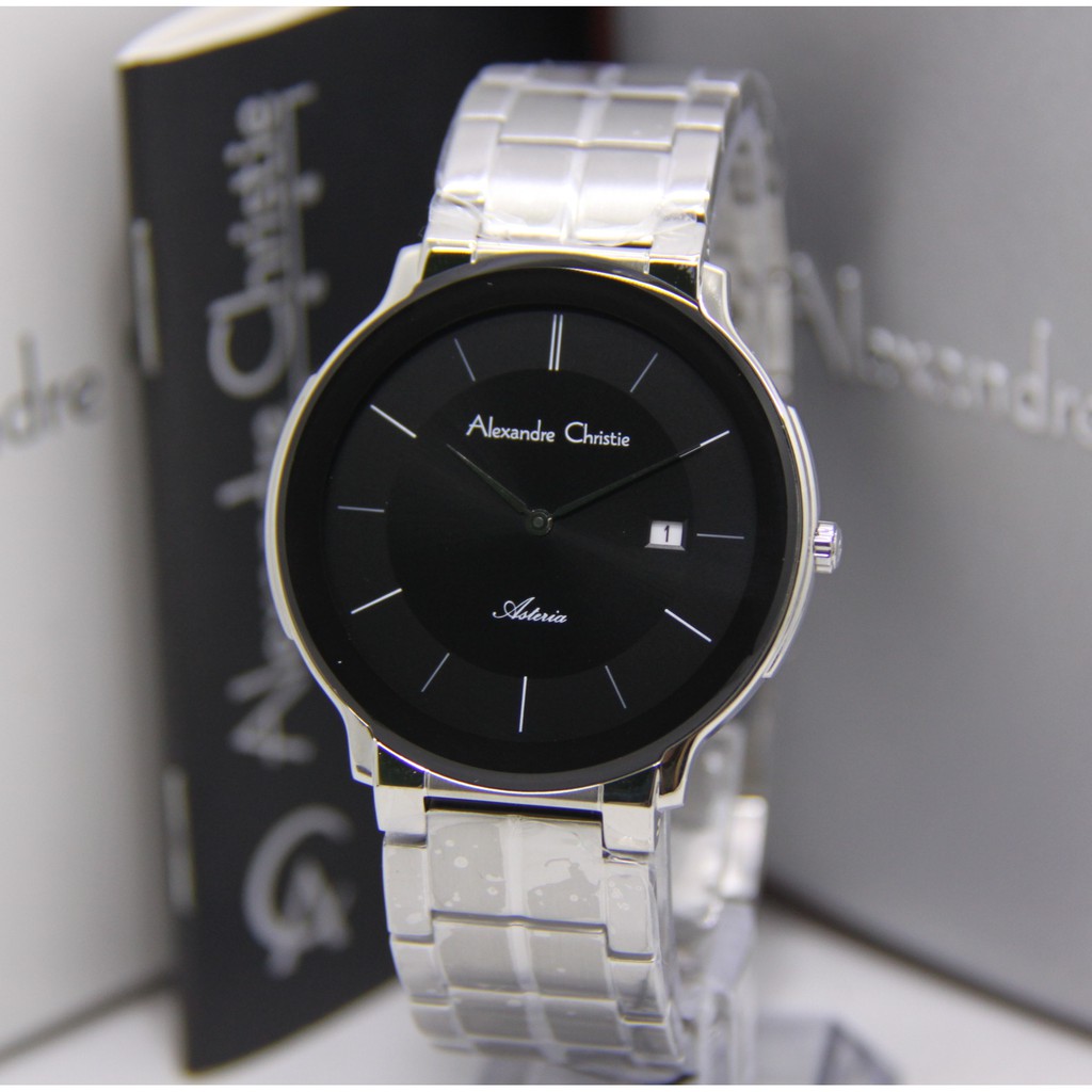 ALEXANDRE CHRISTIE 8615 PRIA SILVER BLACK ORIGINAL AC8615 AC 8615 JAM TANGAN COWOK ARLOJI COWOK