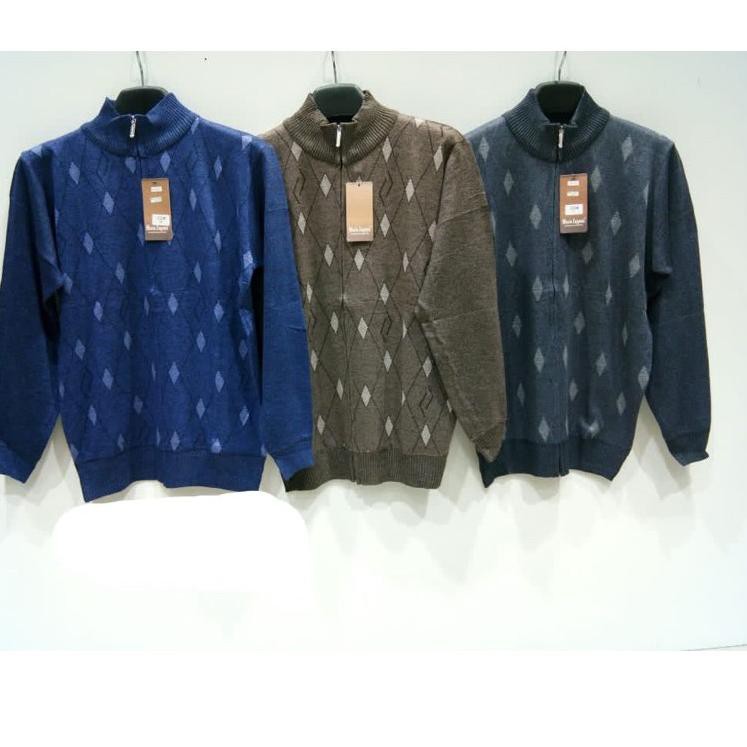2.2 Mario Zegnoti - Sweater Rajut Bapak Resleting Krah Pria Import (#Z2)