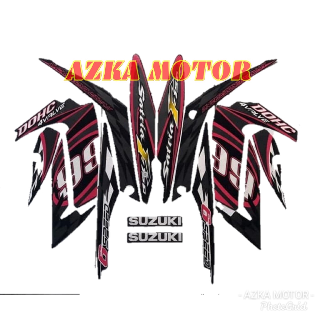 Sticker Striping suzuki Satria F 150 2012 hitam pink  99 / striping full body Fu barong hitam