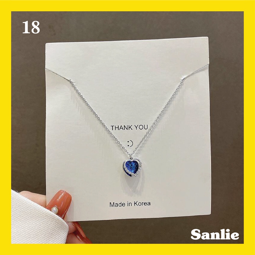 Sanlie Kalung Titanium Wanita Korea  Kalung Liontin Fashion Murah Model Diamond 18