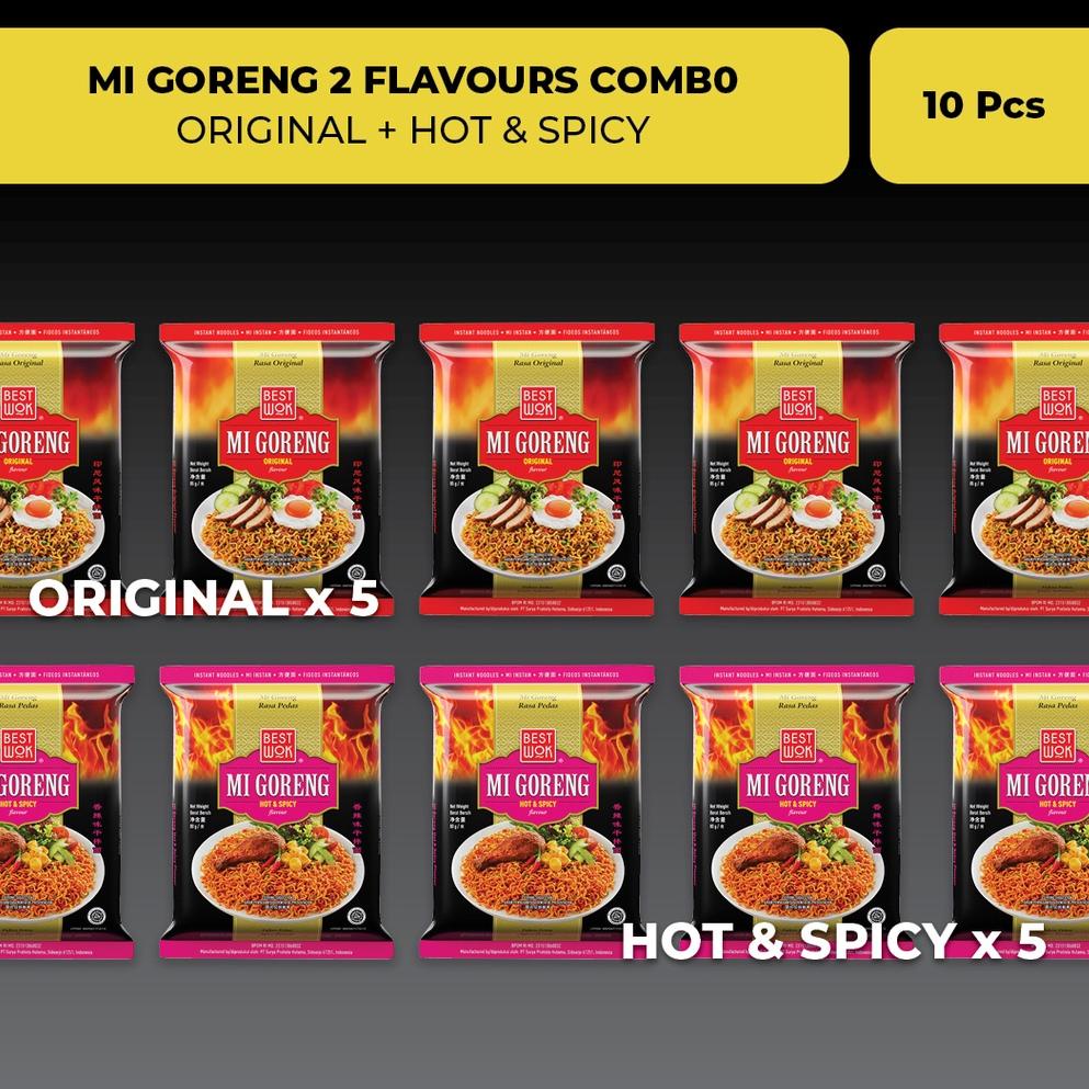 

ㅬ Best Wok Mi Goreng 2 Flavours Combo - Original (5 pcs) + Hot & Spicy (5 Pcs) ⇥