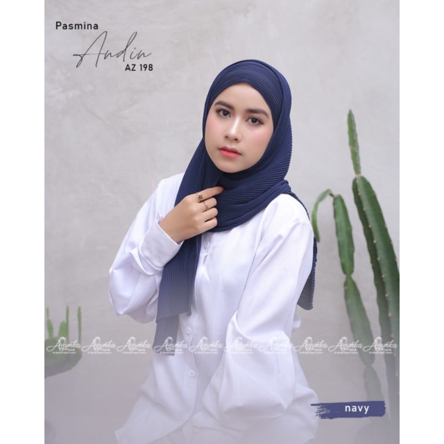 Pashmina plisket Andin by Azamka-Navy