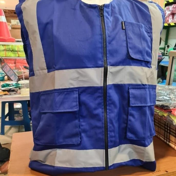 Nesdaywed | Rompi Safety Bahan Drill / Rompi Proyek / Rompi Warna Biru