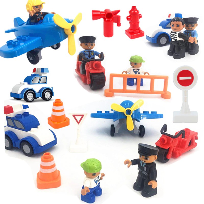 Mainan Lego Anak Single Sale Diy Traffic Scene Car Building Blocks Big Size Play Bricks Compatible