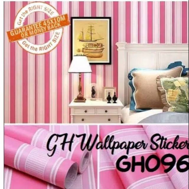 Wallpaper salur pink 45 x 10 karakter premium