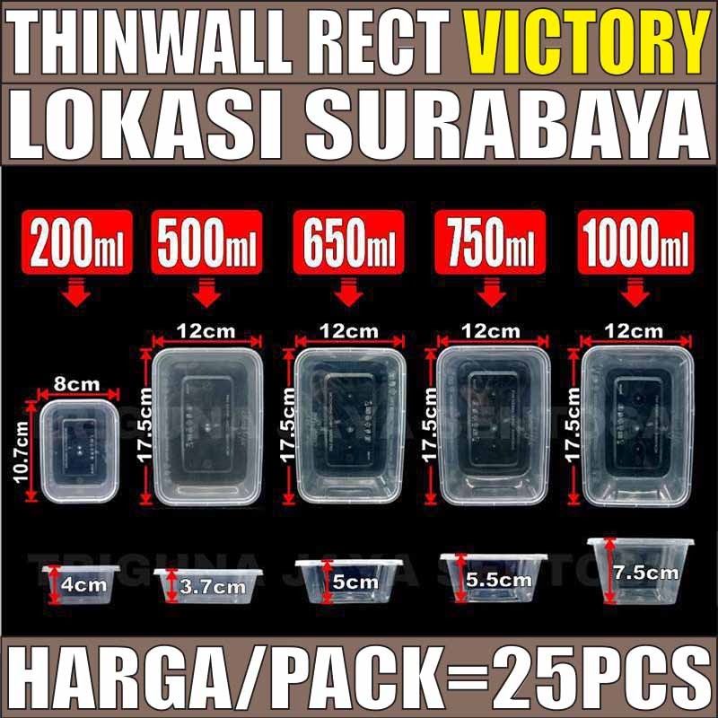 Thinwall Rect 200ml 500ml 650ml 750ml 1000ml Pack Kotak Makan Persegi Panjang Food Container Plastik
