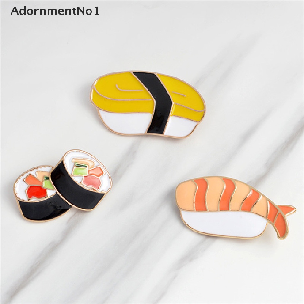 (AdornmentNo1) 3pcs / Set Bros Pin Enamel Bentuk Sushi / Makanan Jepang Untuk Aksesoris Pakaian