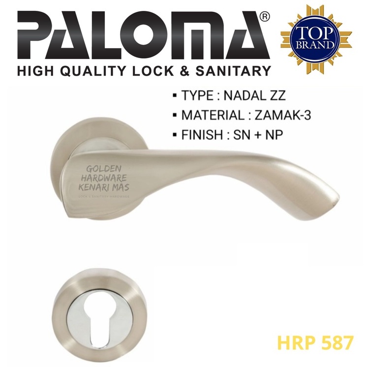 PALOMA HRP 587 Gagang Pintu Rumah Kamar Tidur Minimalis Satin Nickel Solid