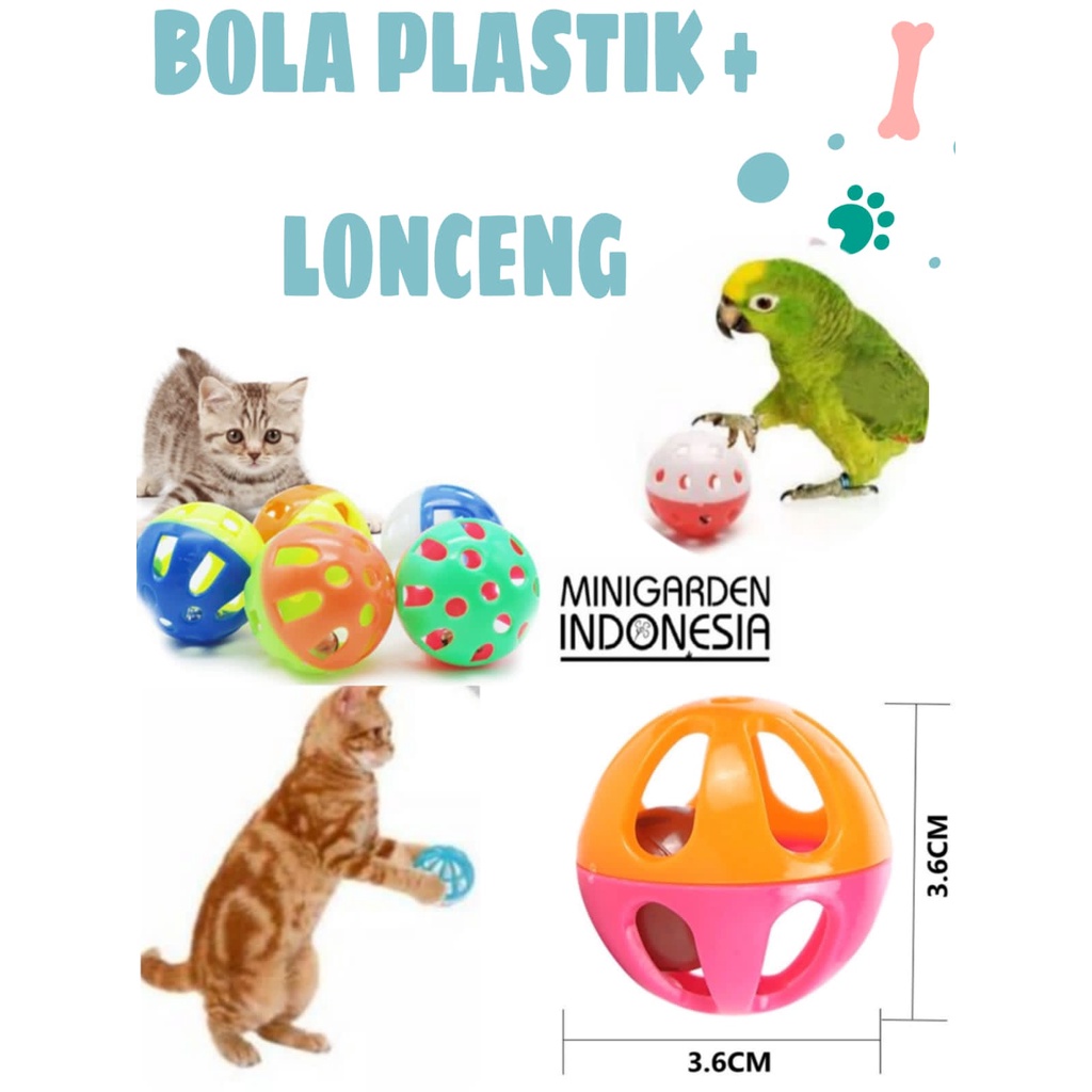 MAINAN HEWAN BOLA PLASTIK LONCENG ANJING KUCING KERINCINGAN BEL BURUNG