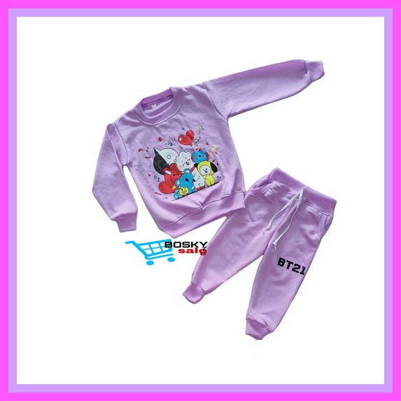 Setelan Anak Balita Lengan Pendek Lucu Fashion Anak Polos Stelan Anak Perempuan / Stelan Joger Bts