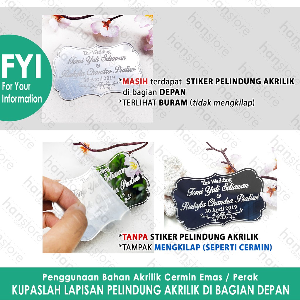 RS Replika Buku Nikah Suami &amp; Istri (Satuan) Akrilik Cermin Emas / Perak Dekorasi Mahar