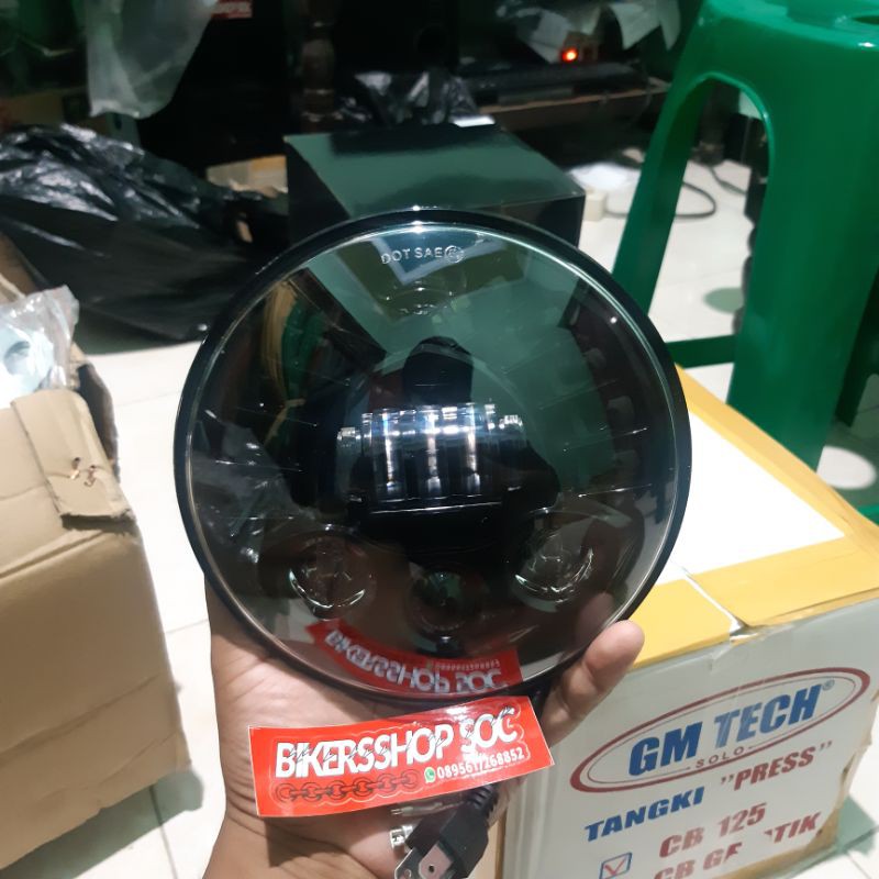 lampu daymaker 7inch 19led dot sae e9 dus hitam polos