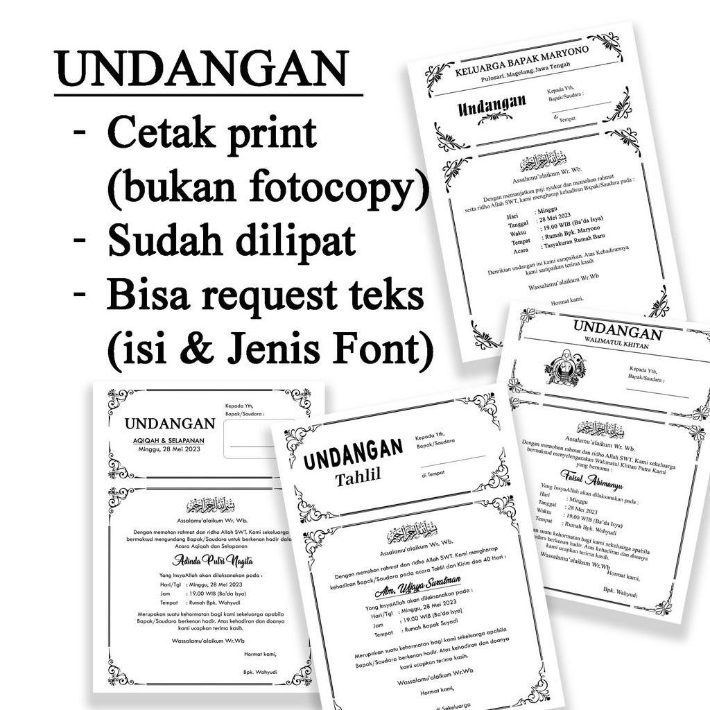 Undangan Tahlil / Tasyakuran / khitan / Arisan / Tedaksiten / Aqiqah