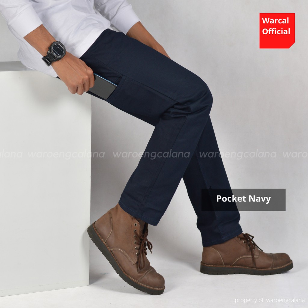 In One Chino Panjang Pocket Navy