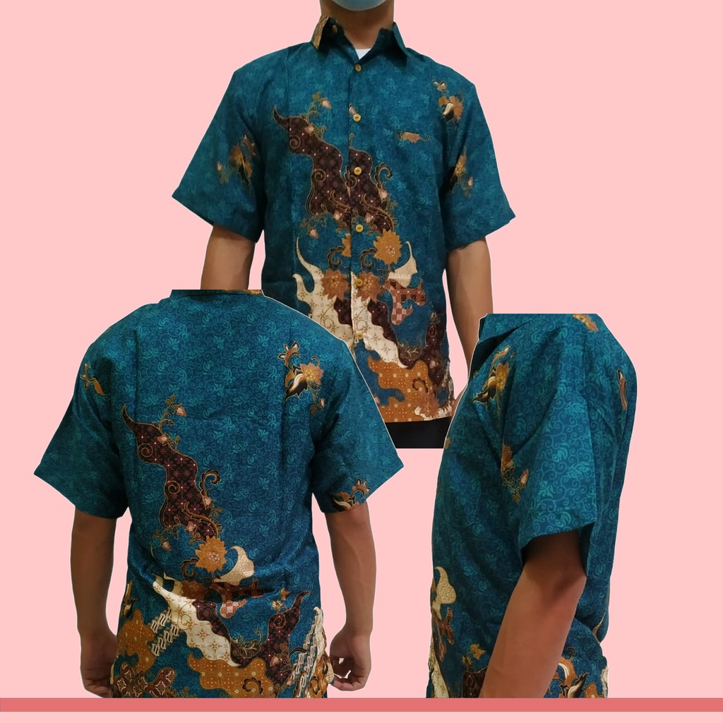Kemeja Batik Pria Lengan Pendek, Kemeja Batik Pria Mewah, Kemeja Batik Pria Lengan Pendek Eksklusif,