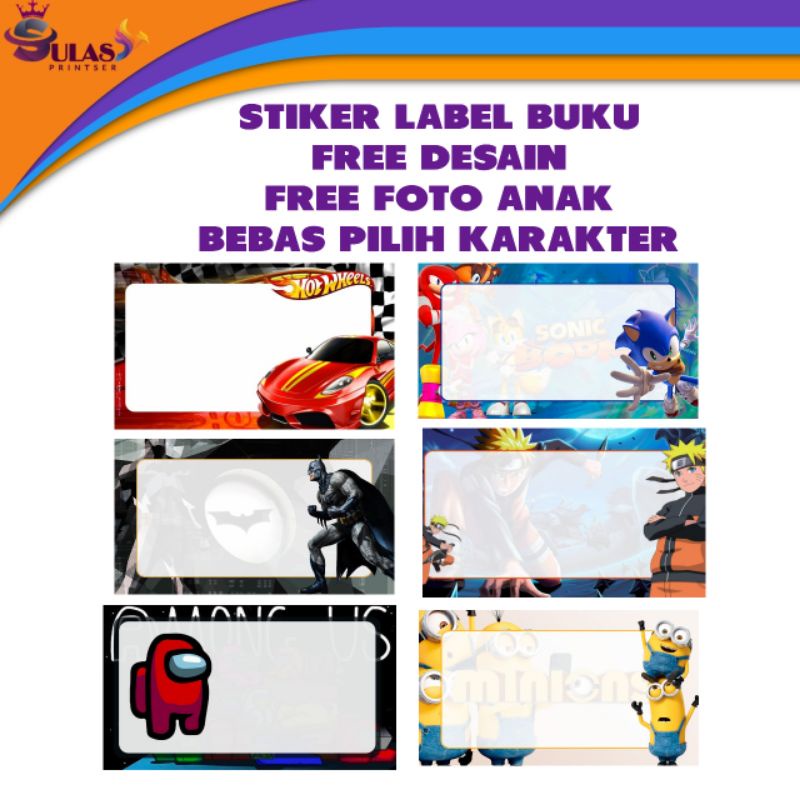 

STIKER LABEL BUKU ANAK, BEBAS PILIH KARAKTER DAN FOTO