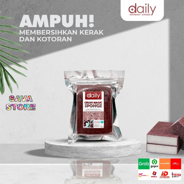 SPONGE PEMBERSIH KERAK PANCI DAILY CRUSH MAGIC SPONGE AMPUH HILANGKAN KERAK