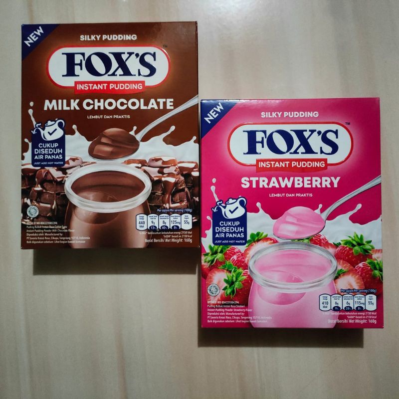 

Fox's instant silky pudding chocolate/strawberry 160gr.