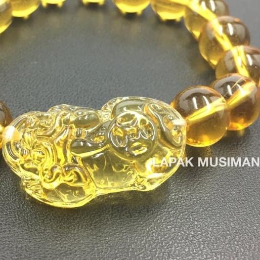 ♣ GELANG YELLOW CITRINE KOMBINASI PIXIU 10MM ❁
