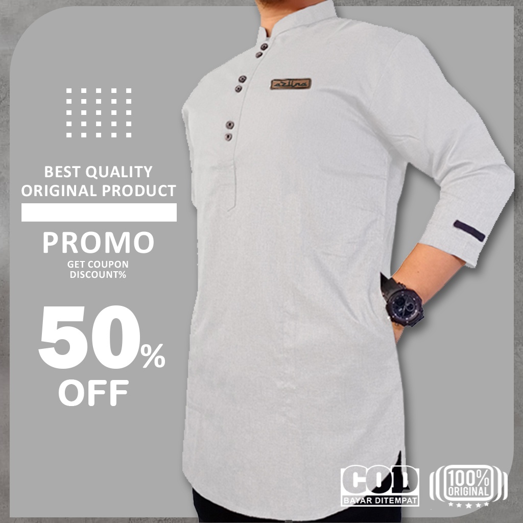 Baju Koko Kurta Pakistan Pria Dewasa Muslim Polos Katun Original