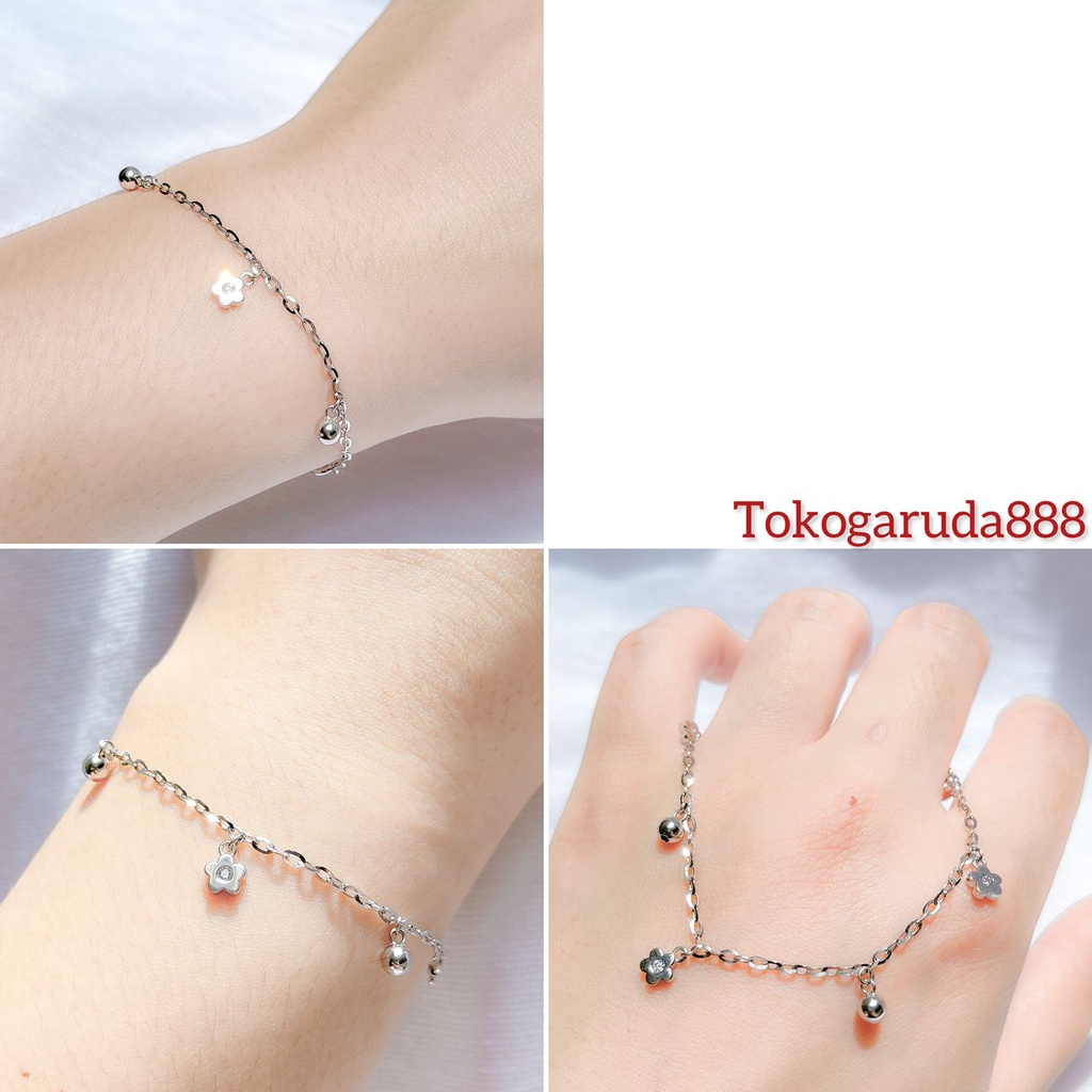 Rantai tangan gelang tali anak dan dewasa emas asli kadar 750 75% nori korea holo polo love bintang star putih whitegold 3 gram gr g