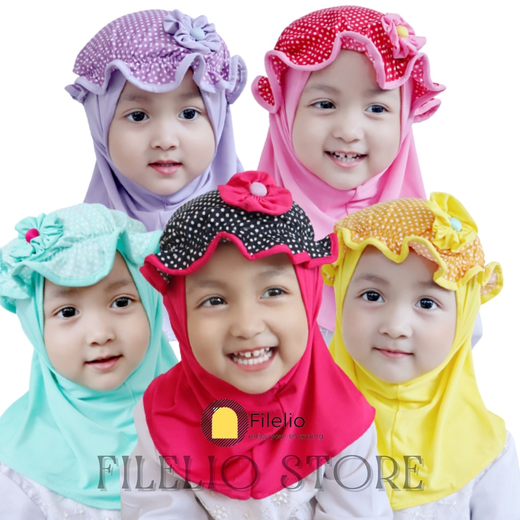 TERMURAH Hijab Anak Perempuan Topi Polkadot Jilbab Anak Anak Kerudung Bayi Murah Krudung Anak Cewek