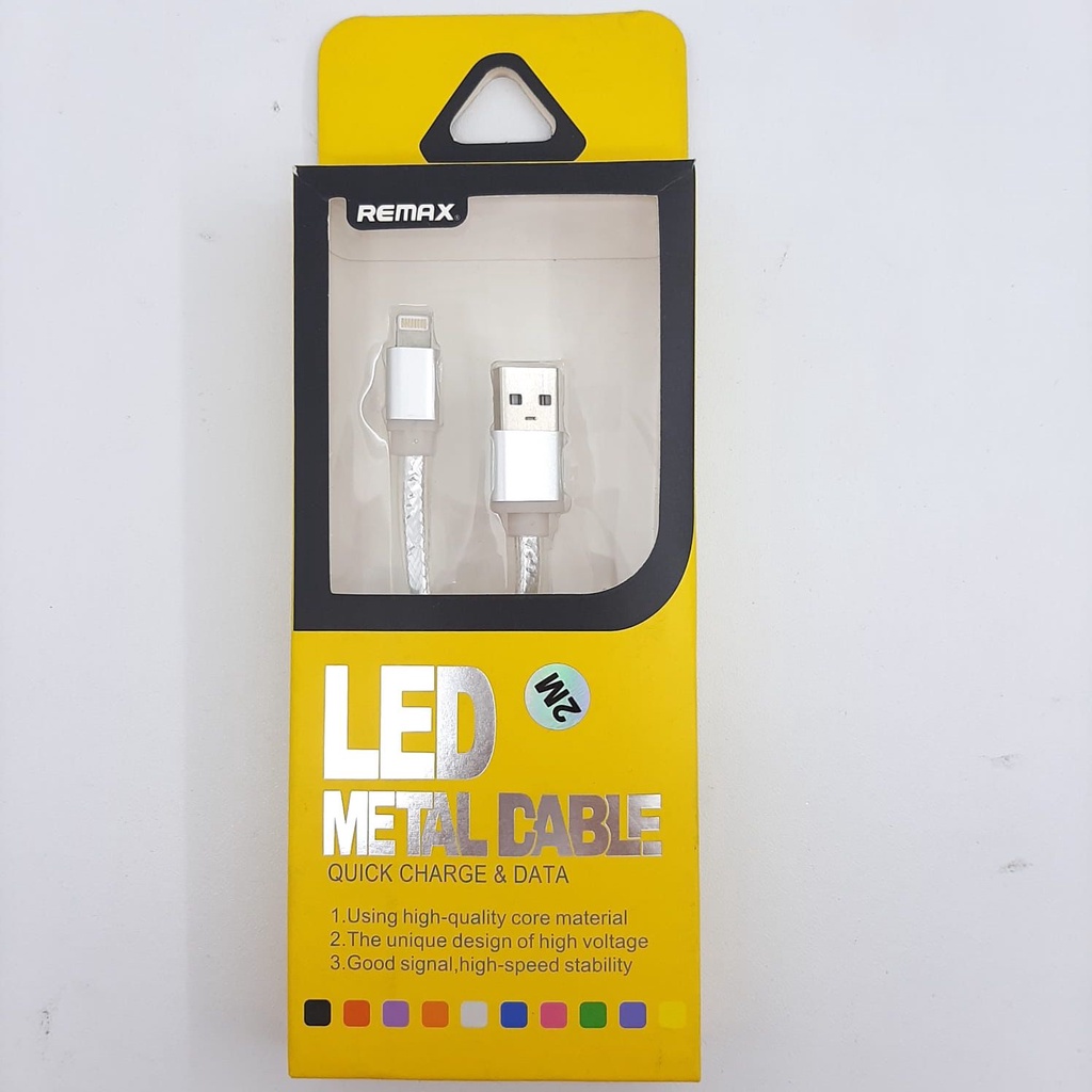 KABEL DATA REMAX LED METAL IPHONE / KABEL CHARGER IPHONE LED