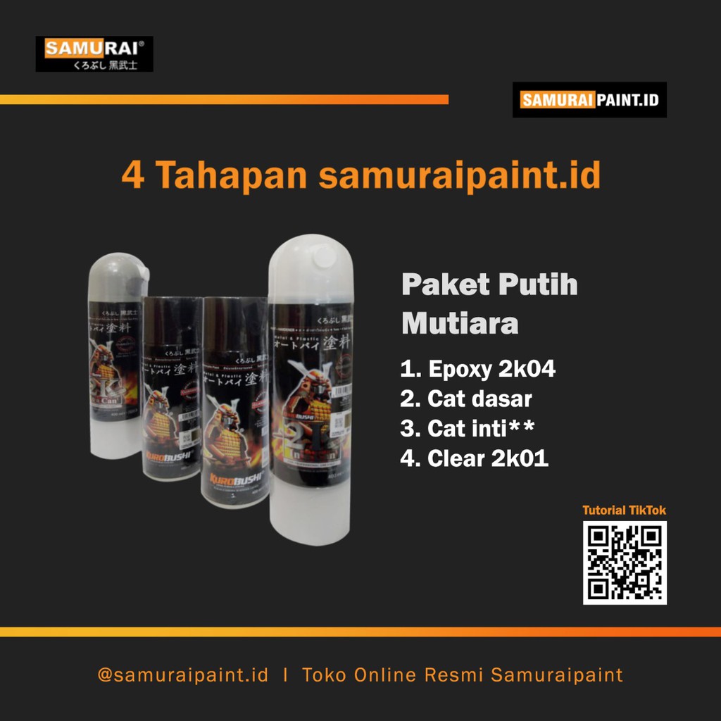 Paket Putih Mutiara, Samuraipaint, Cat Aerosol