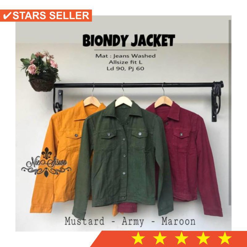 JACKET HIJAKET  MERAH KUNING HIJAU PUTIH MERAH POLOS PRIA WANITA   Jaket jeans biondy bahan