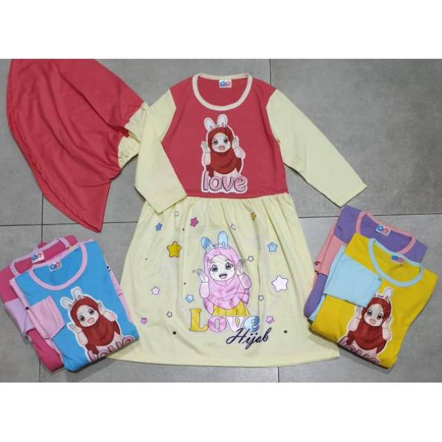 Grosir Gamis kaos Dna isi 3 set seri 16-20 7-9 tahun murah dan berkualitas