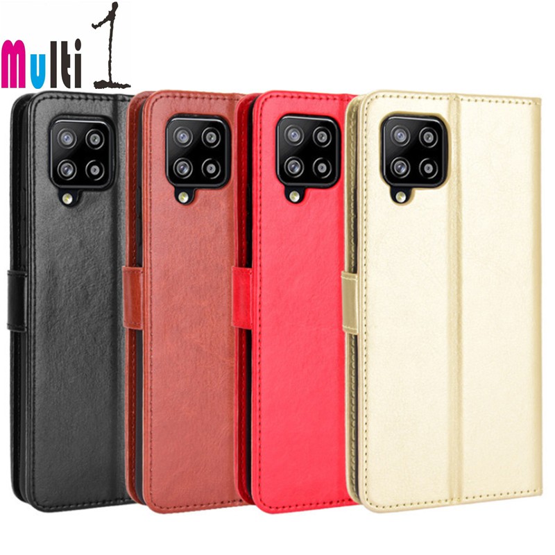 Leather Case Wallet SAMSUNG Galaxy A12 - Samsung Galaxy M12 Flip Cover Case Dompet