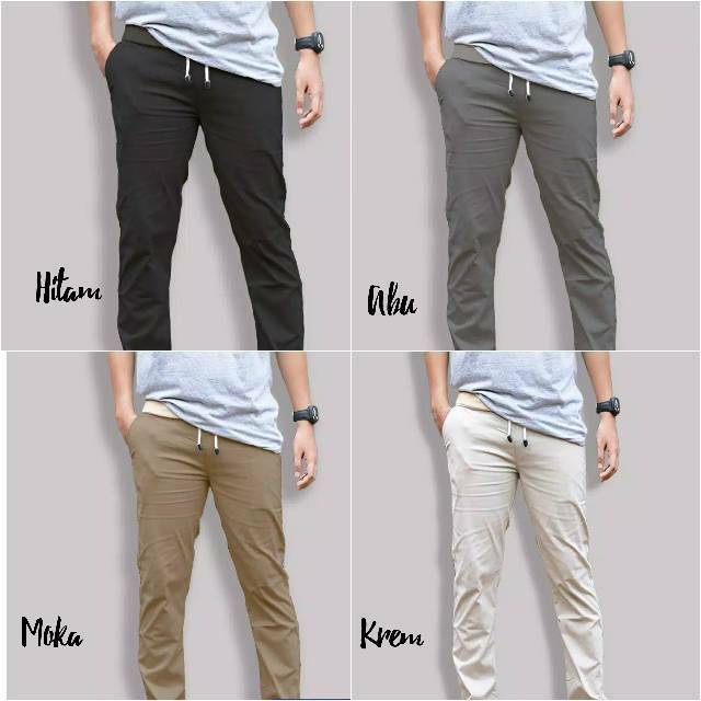 CELANA CHINOS MODEL KOLOR PANJANG//CHINO KOLOR PANJANG PRIA//CELANA PANJANG CHINO PINGANG KARET - Celana Chino panjang Model Rip Kolor Hight Quality Stretch Pinggang mulur Karet/ Celana chino panjang pingang karet