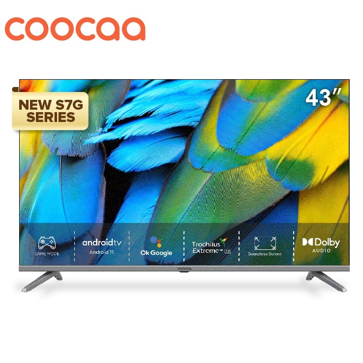 COOCAA LED TV 43 INCH - ANDROID 11.0 - Digital TV - 2.4G/5G WIFI (Coocaa 43S7G) TV COOCAA 43