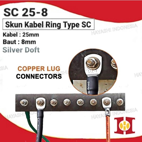 Kabel Skun Doff Ring SC 25-8 CL Sekun 25mm M8 Cable Terminal Tembaga - 10pcs