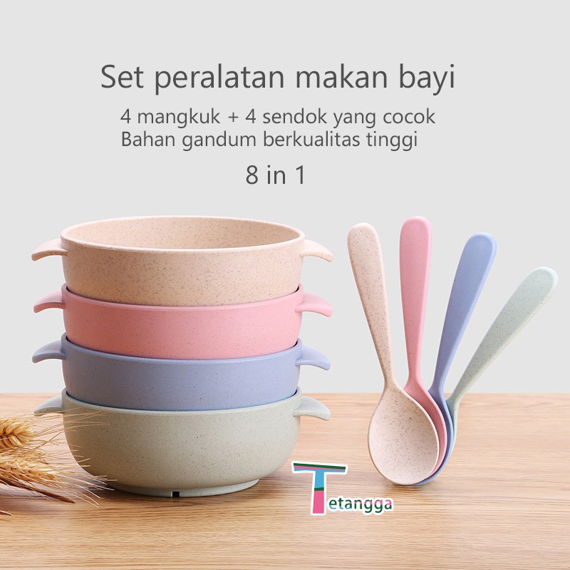 Set Mangkuk  Wheat Straw Mangkuk / Bowl + Spoon Tempat Makan Anak VS-13