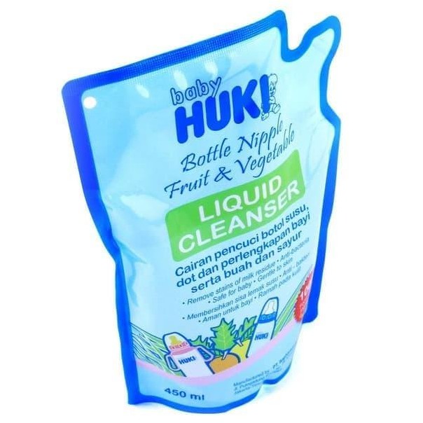 Huki Liquid Cleanser Refill 450ml - Sabun Cuci Botol Bayi, Sayur 450 ml