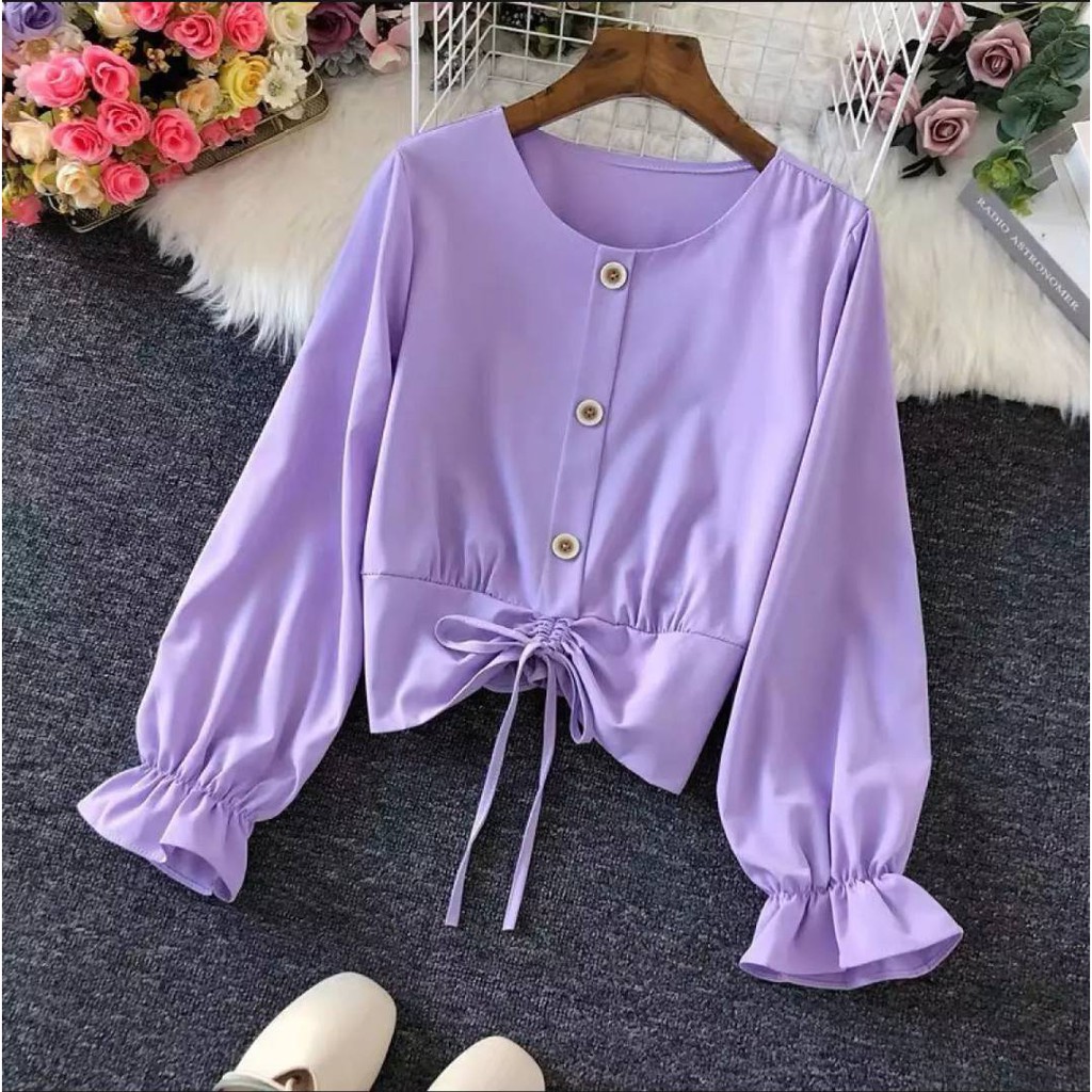Saskia Top Wanita/Top wanita lavender/Lilac top/Atasan wanita ungu/Baju atasan wanita korea/Blouse