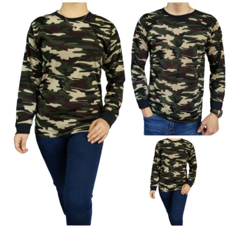 Kaos Loreng Lengan Panjang Pria Wanita Ukuran M L XL XXL