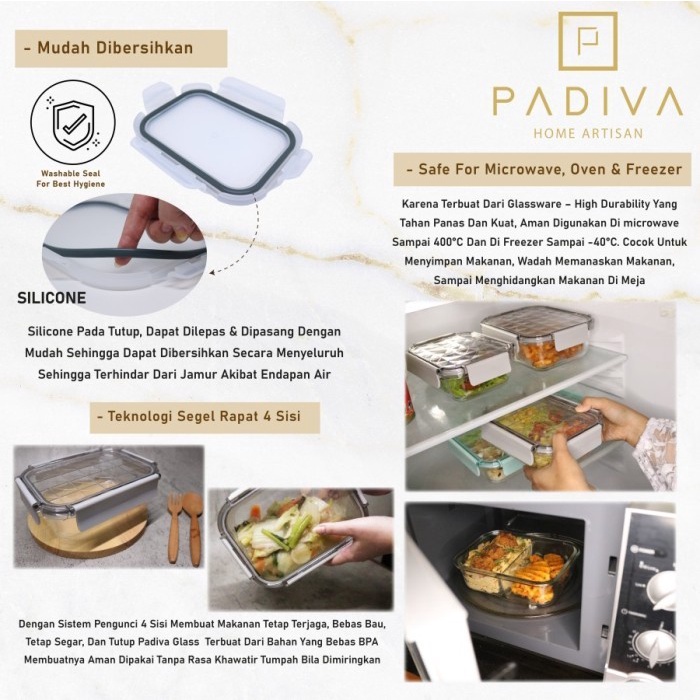 Padiva 1040ml Gold (2pcs) Crystal Glassbox 1 compartment (GBC1040SG)