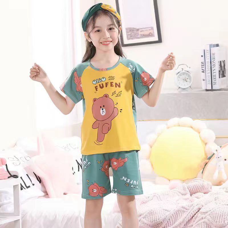 Setelan Baju Anak Couple Import 2-10Thn  Piyama Anak Murah Lengan Pendek