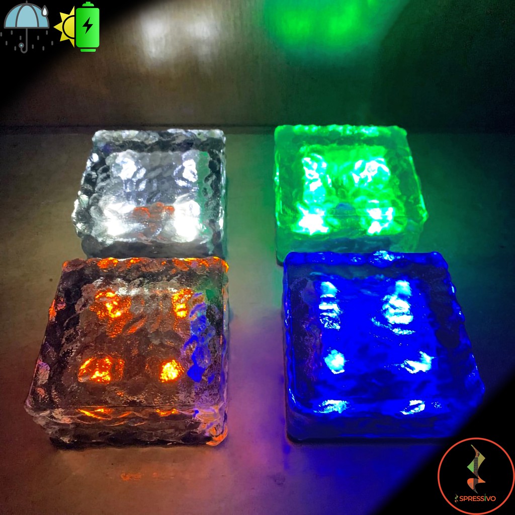 Lampu taman solar tenaga surya 4 LED pavling block berbagai warna