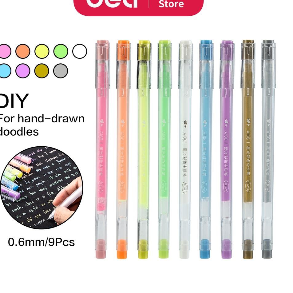 

Model Terkini 6DJ Deli Colorful Gel Pen Pulpen Gel 0.6mm 9pcs/pack A166 DC Pasti Murah-