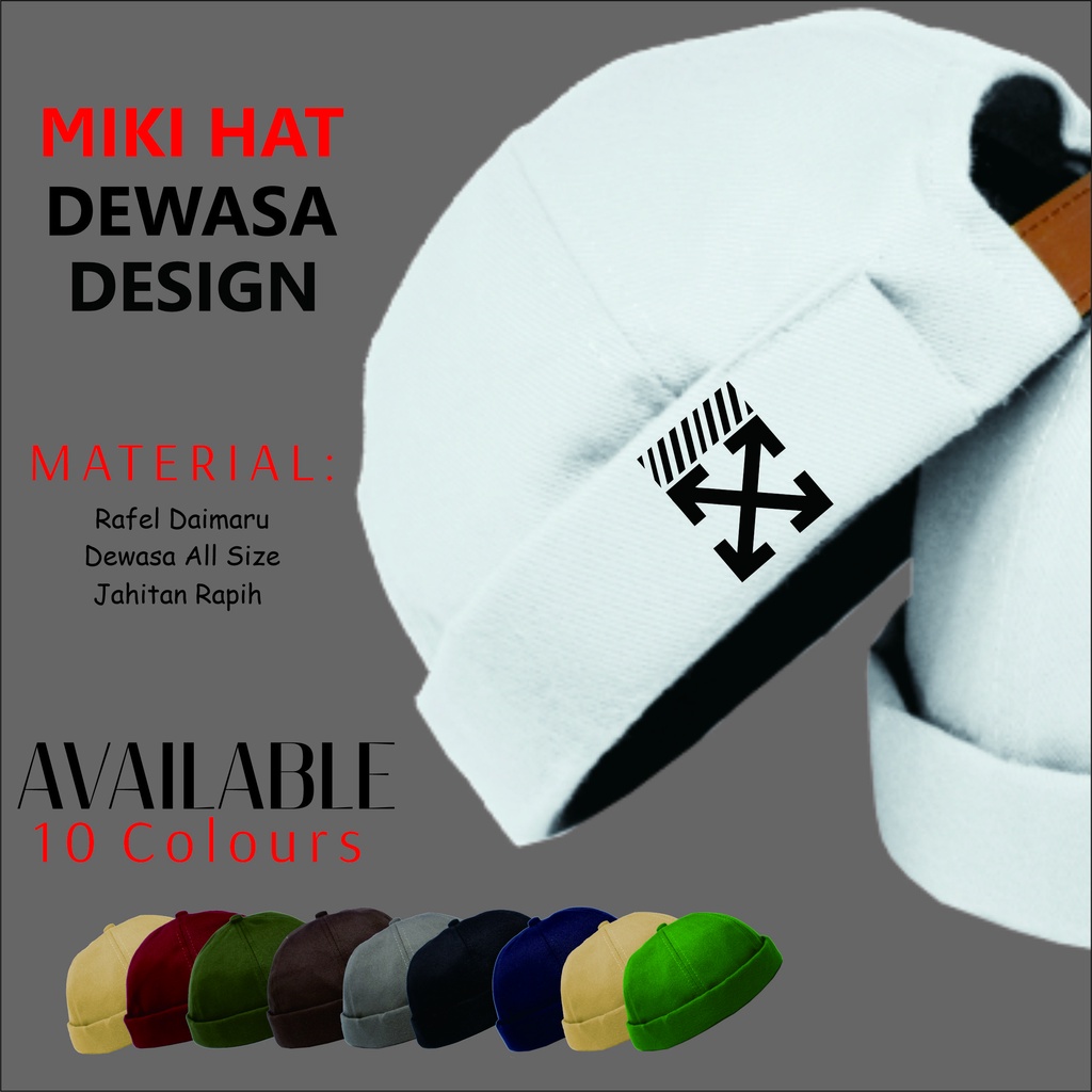 Topi Peci Miki Hat Distro Premium Silang Kupluk Songkok Pria Mikihat Kopyah Bulat Dewasa Keren Kekin