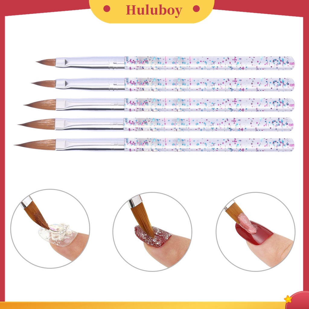 Huluboy Huluboy♡ 5pcs / Set Brush Nail Art Multifungsi Ujung Lembut Ultra Tipis Untuk Manicure DIY