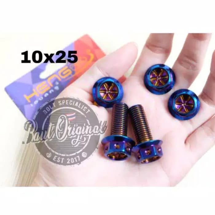 Baut probolt blue flower 10x25 drat 14 panjang 2.5 cm ori heng