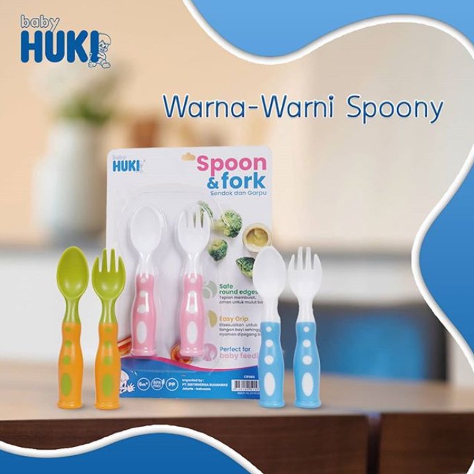 Set Mangkok Sendok Bayi BABY HUKI BOWIE with Spoon Fork non Split and Non Slip mangkuk